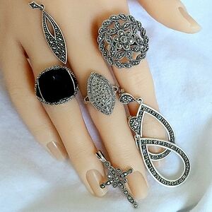 Lot of Marcasite 925 Sterling Silver Jewelry Rings Pendants Earrings Theda